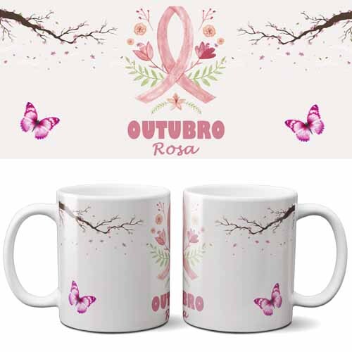 Pacote 50 Artes Canecas Outubro Rosa Sublimação Mockups