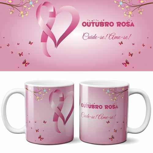 Artes Canecas Outubro Rosa Editáveis Corel Png Sublimação