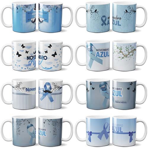 Estampas Canecas Novembro Azul Mockups Sublimação Corel