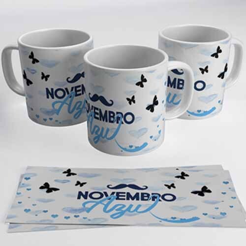 Estampas Canecas Novembro Azul Mockups Sublimação Corel