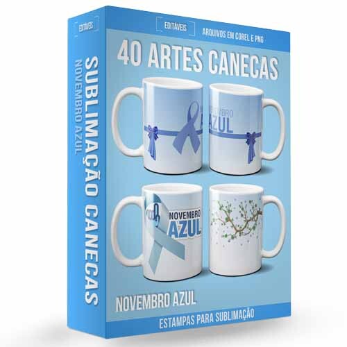 Artes Novembro Azul Sublimação Canecas Corel Png Mockups