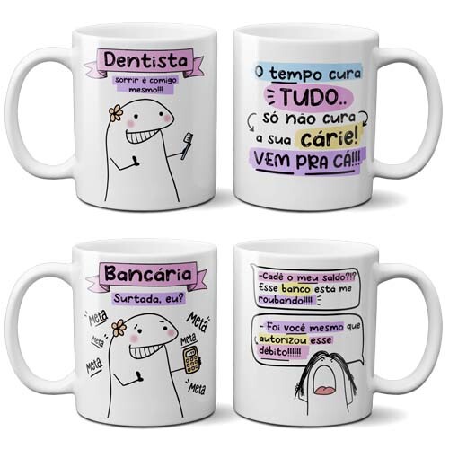 Kit Digital 50 Artes Canecas Flork Profissões Florks