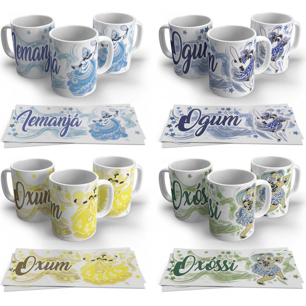 Pacote Artes Canecas Orixás Estampas Editáveis Sublimação