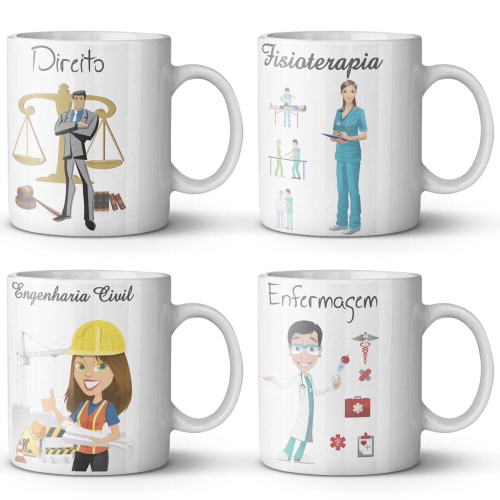 Artes Vetores Sublimação Canecas Profissões Estampas