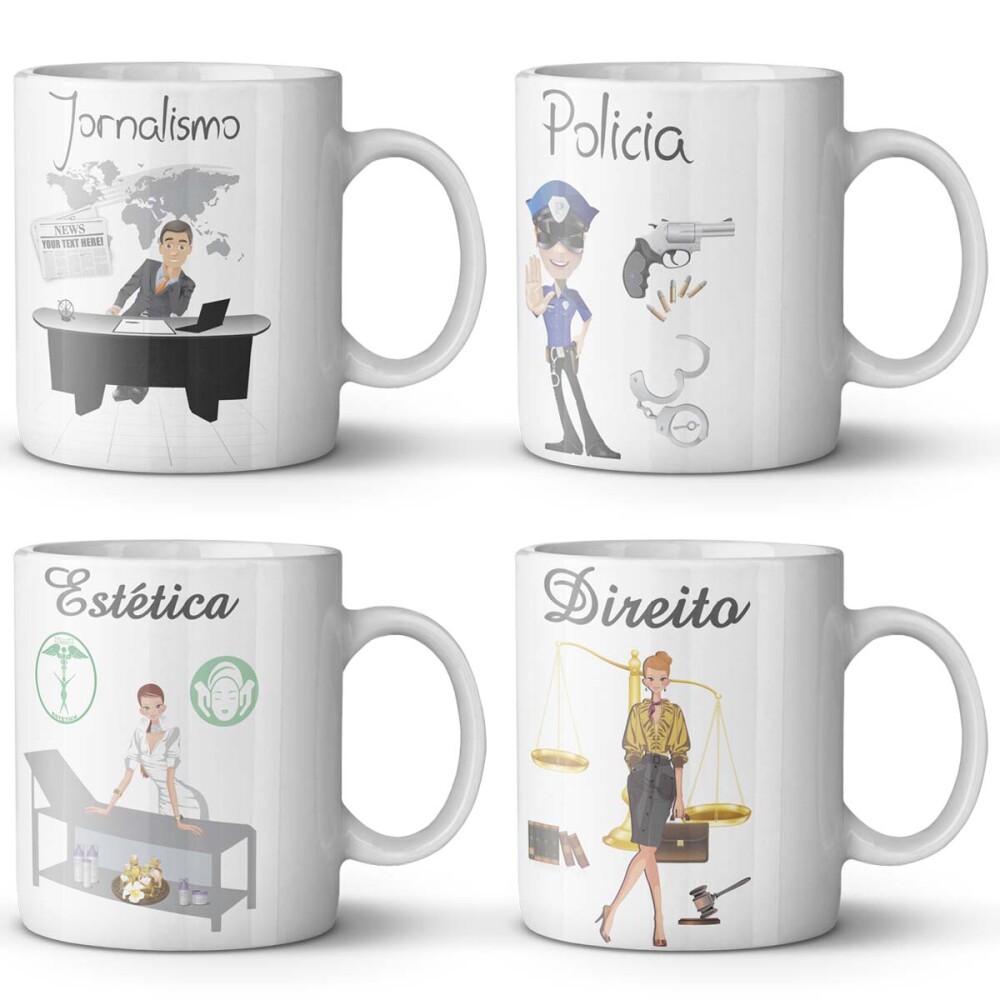 Artes Vetores Sublimação Canecas Profissões Estampas