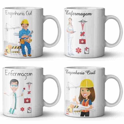 Estampas Canecas Vetores Profissões Artes Corel Jpg