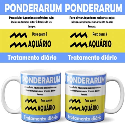 Artes Editáveis Canecas Sublimação Signos Divertidos Mockups