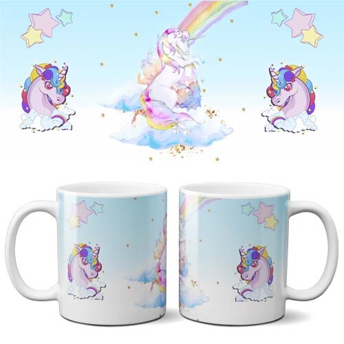Artes Prontas Canecas Chinelos Unicórnios Sublimação