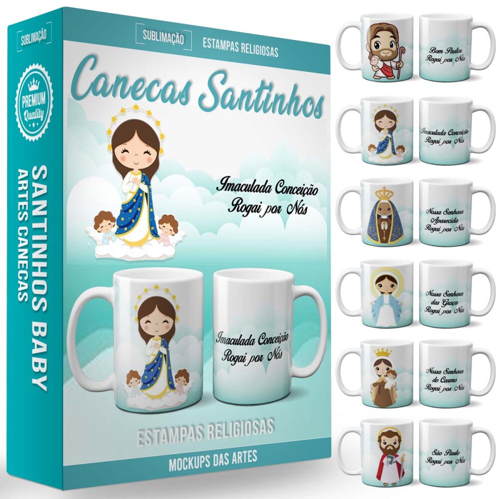 Artes Sublimação Canecas Santinhos Baby Mockups