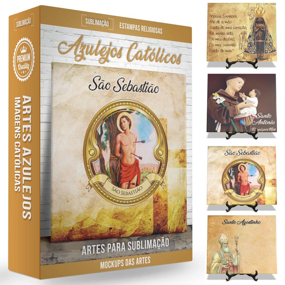 Artes Azulejos Católicos Religiosos Sublimação Mockups