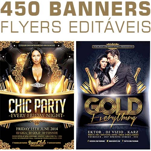 Artes Banners Flyers Editáveis 450 Modelos Variados