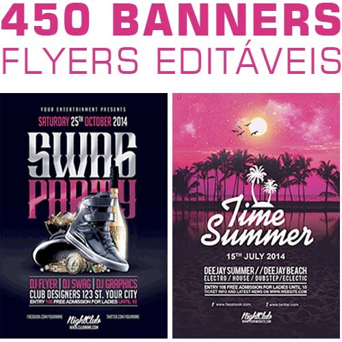 Artes Banners Flyers Editáveis 450 Modelos Variados