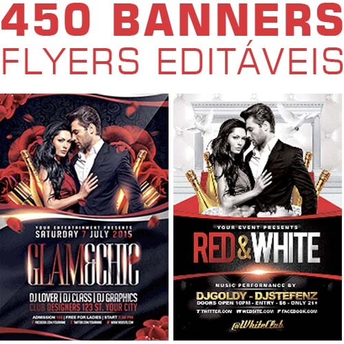 Artes Banners Flyers Editáveis 450 Modelos Variados