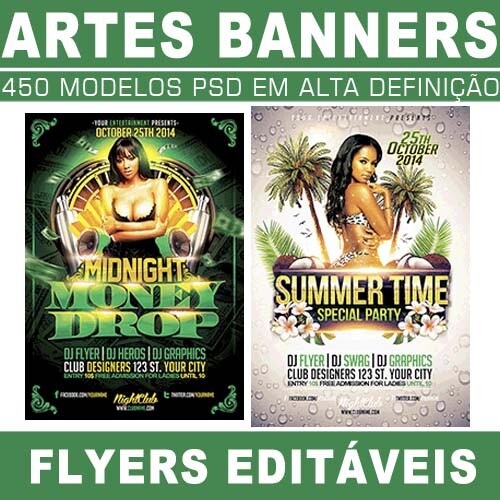 Banners Editáveis 450 Artes Flyers Sublimação Cartazes Psd