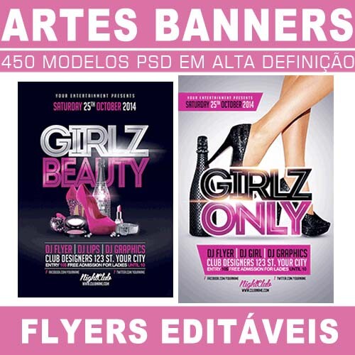 Banners Editáveis 450 Artes Flyers Sublimação Cartazes Psd