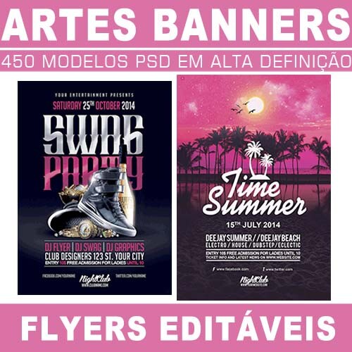 Banners Editáveis 450 Artes Flyers Sublimação Cartazes Psd