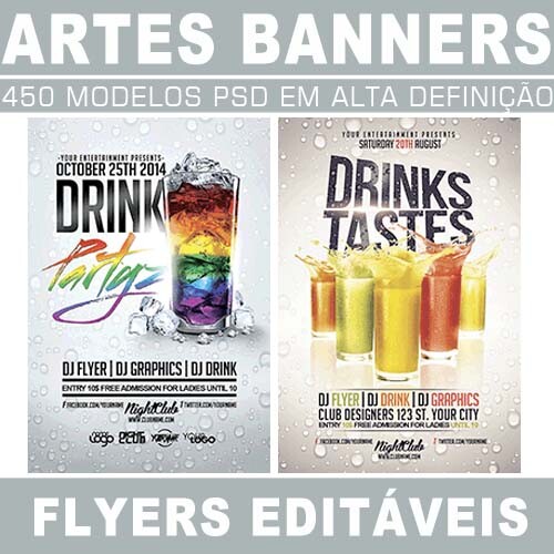Banners Editáveis 450 Artes Flyers Sublimação Cartazes Psd