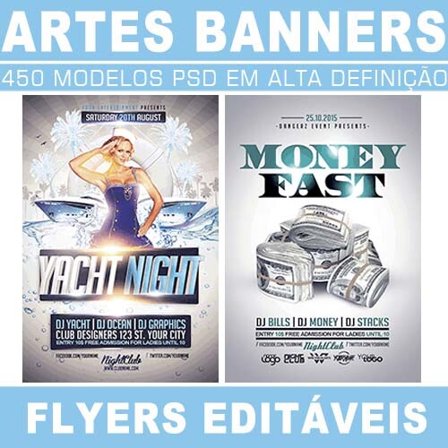 Banners Editáveis 450 Artes Flyers Sublimação Cartazes Psd