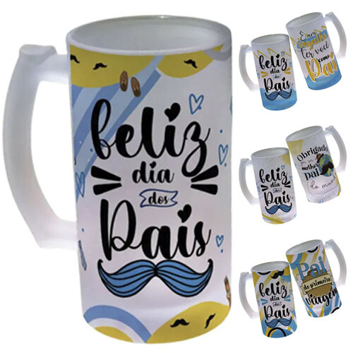 Pack Artes Canecas Chopp Dia dos Pais Sublimação Editáveis Moc
