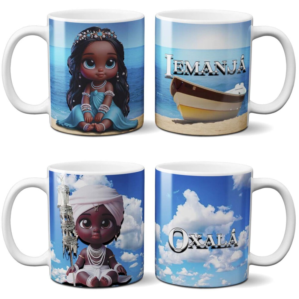 Artes Sublimação Canecas Orixás Umbanda Baby Cute Mockups