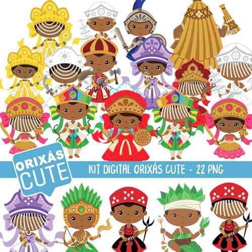 Vetores Orixás Cute Baby Artes Editáveis Corel Png