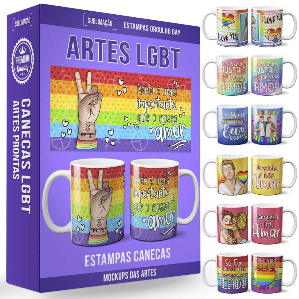 Artes Canecas Orgulho Gay Lgbt Sublimação Mockups