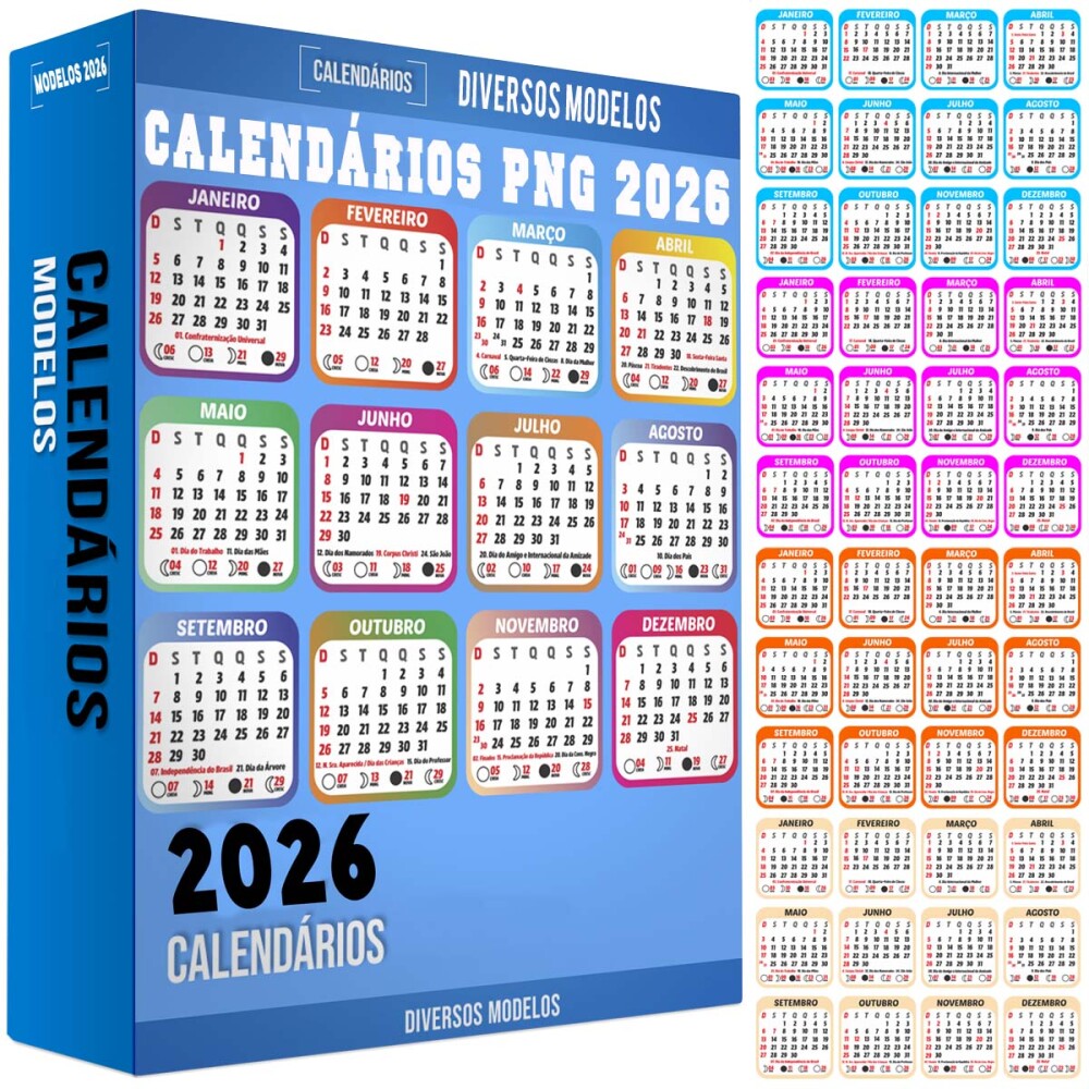Artes Base Calendários 2026 Feriados para Imprimir