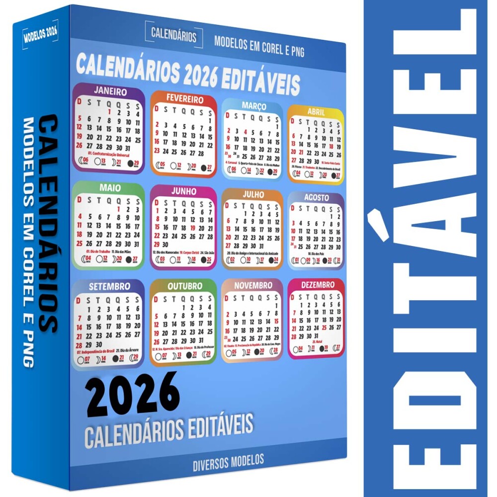 Artes Calendários 2026 Corel Png Calendário Base Editável