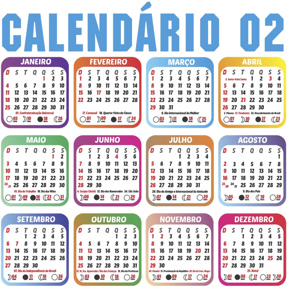 Artes Calendários 2026 Corel Png Calendário Base Editável