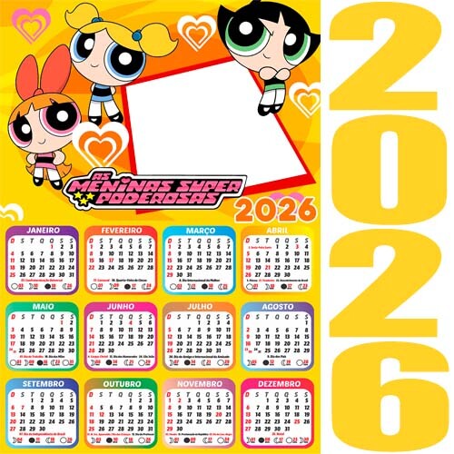 Pack Digital Calendários 2026 Png Infantil Crianças