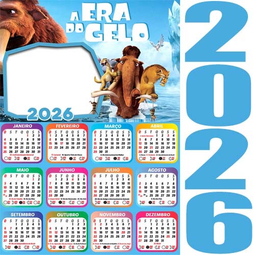 Calendários 2026 Png Molduras Fotos Infantil Crianças