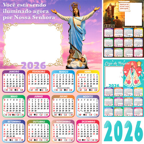 Pacote Calendários Png 2026 Religiosos Santos Católicos