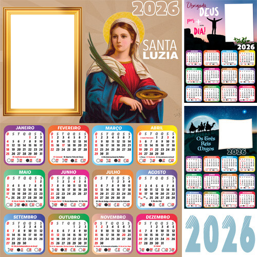 Pacote Calendários Png 2026 Religiosos Santos Católicos