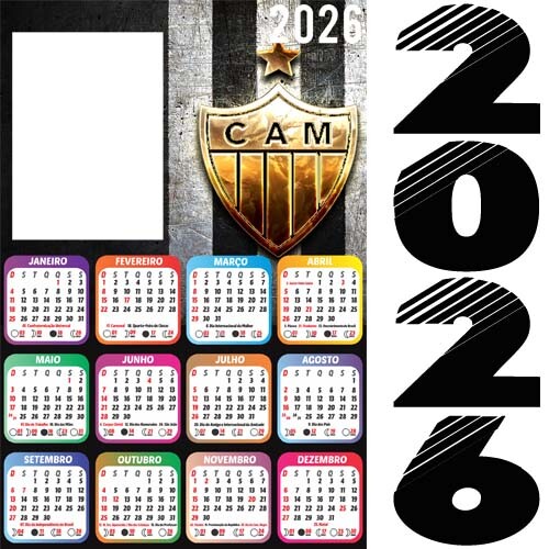 Calendários Png 2026 Times Futebol Molduras Brasileirão