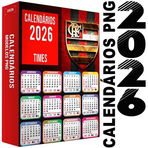 Pacote Calendários Png 2026 Times Futebol Molduras Fotos