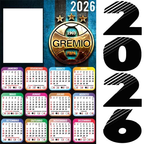Pacote Calendários Png 2026 Times Futebol Molduras Fotos