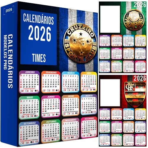 Molduras Digitais Png Calendários 2026 Times Futebol
