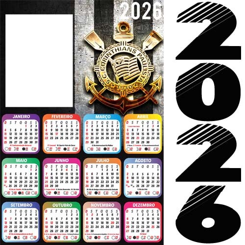 Molduras Digitais Png Calendários 2026 Times Futebol