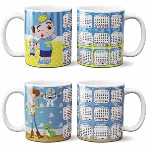 Artes Canecas Crianças Infantil Calendários 2026 Sublimação