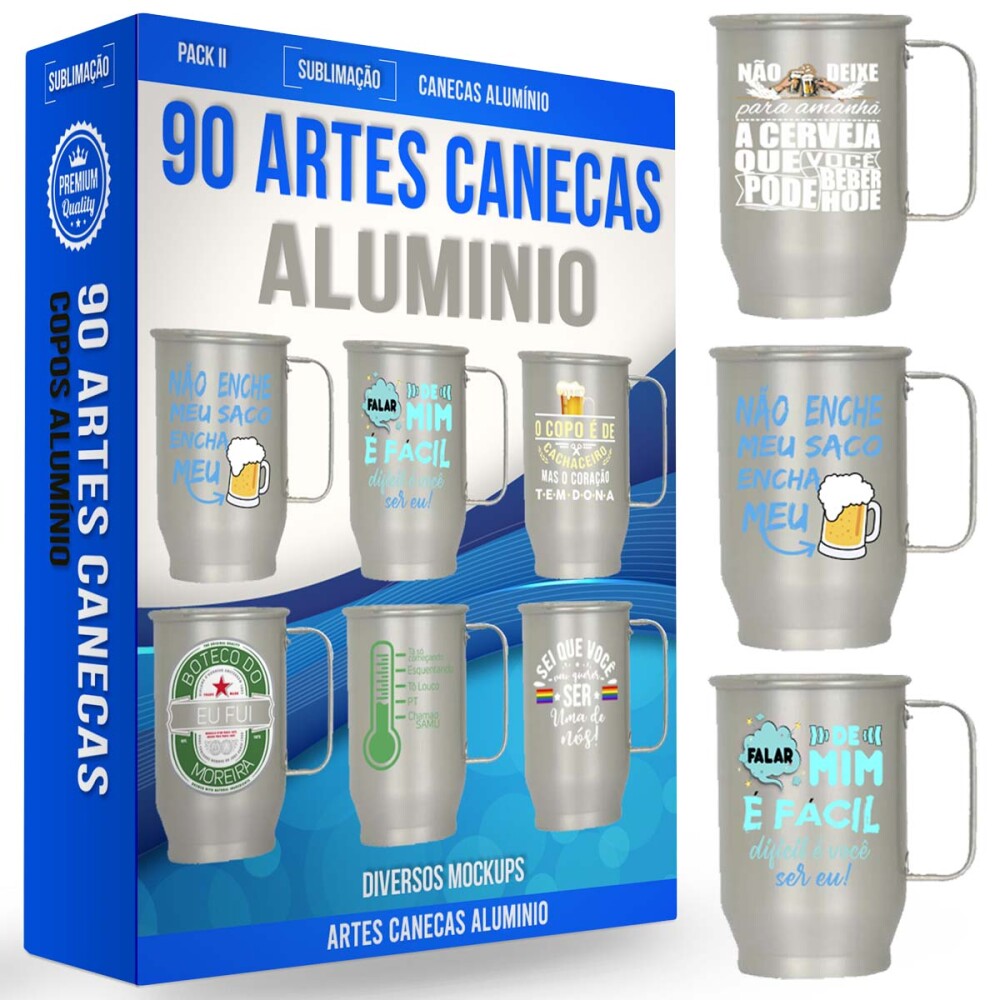 Pack 90 Artes Estampas Copos Taças Chopp Canecas Alumínio