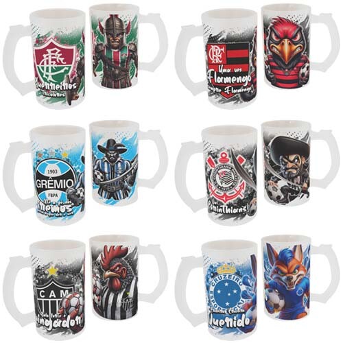 Estampas Times Futebol Mascotes Sublimação Canecas Chopp Moc