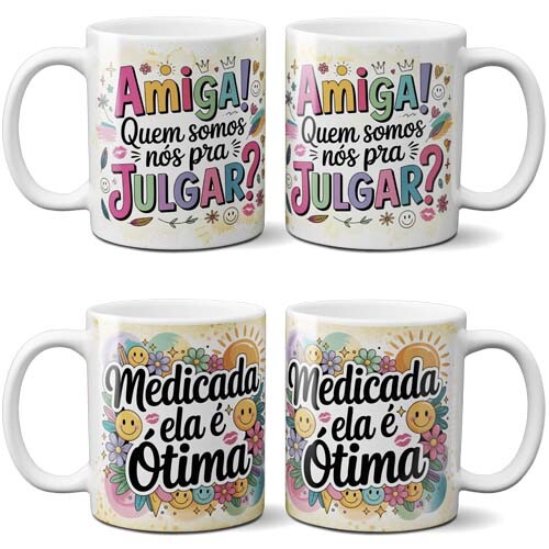 Pack Dia Amizade Sublimação Canecas Frases Delicadas Amigas