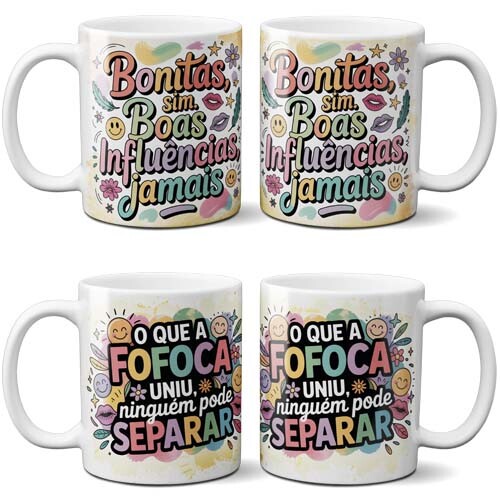Pack Dia Amizade Sublimação Canecas Frases Delicadas Amigas