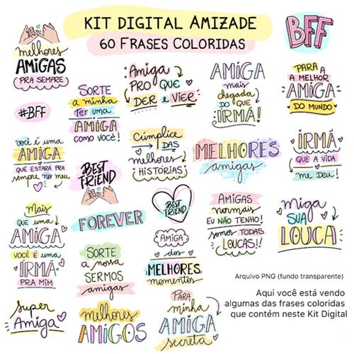 Pack Digital Pandoca Frases Png Amizades Amigos Mockups
