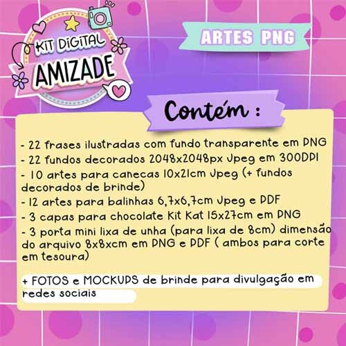 Estampas Artes Kit Digital Amigo Amizade Pack2 Frases Png