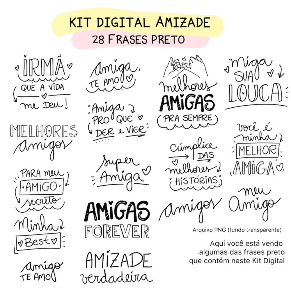 Artes Png Amizade Amigos Pacote Digital Pandoca Mockups