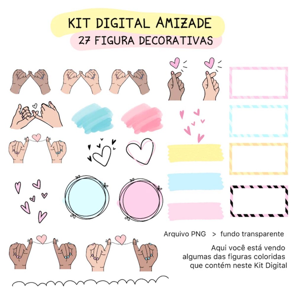 Artes Png Amizade Amigos Pacote Digital Pandoca Mockups