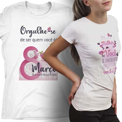 Pack Artes Editáveis Camisetas Dia Mulheres Mulher Mockups