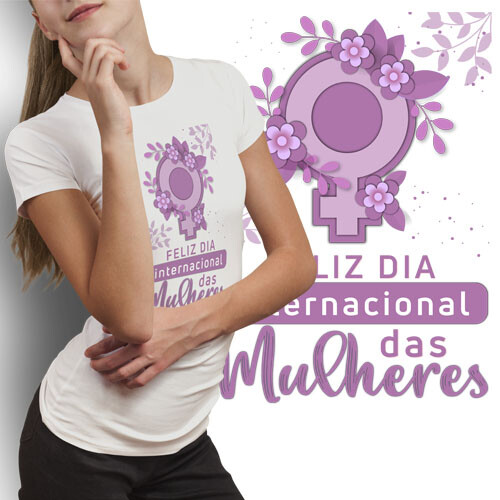 Estampas Dia da Mulher Sublimação Camisetas Mulheres Corel