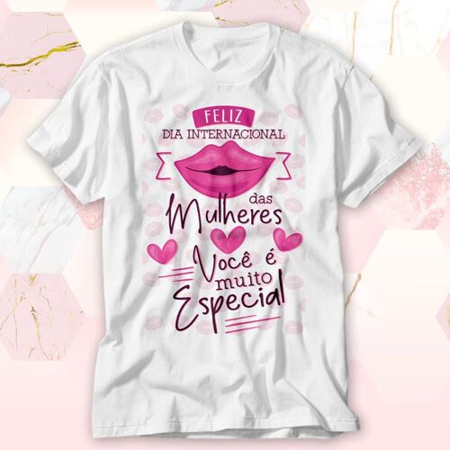 Estampas Dia da Mulher Sublimação Camisetas Mulheres Corel
